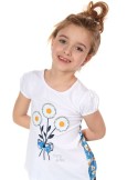 Bluza fetita cu flori, alba NDZ8157 - Magazin online - Boutique